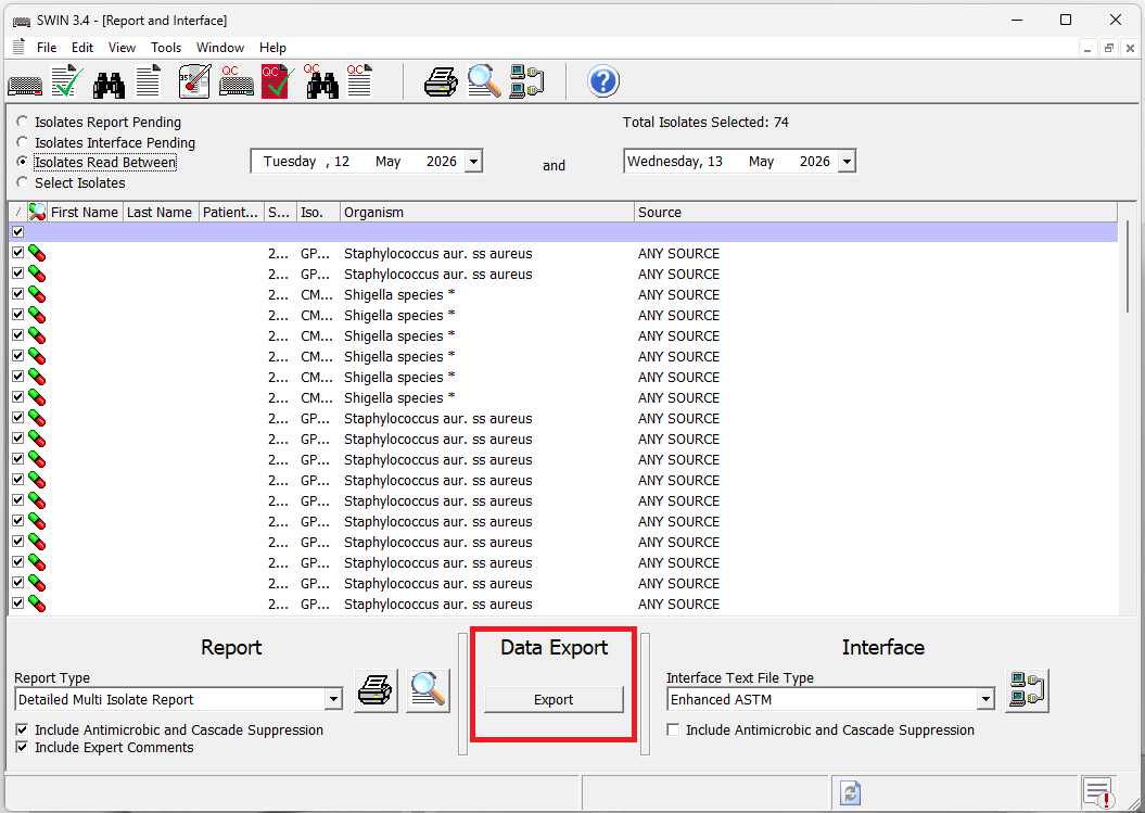 Run export in SWIN