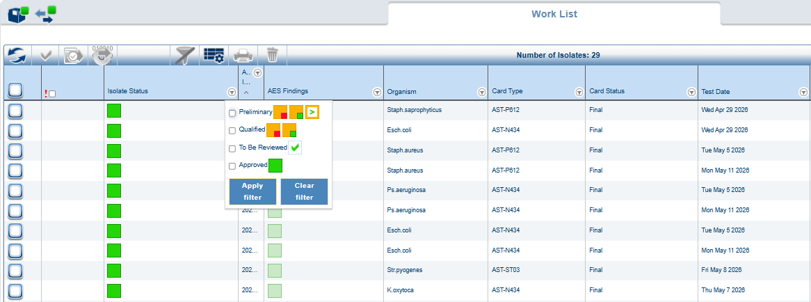 Isolate status example